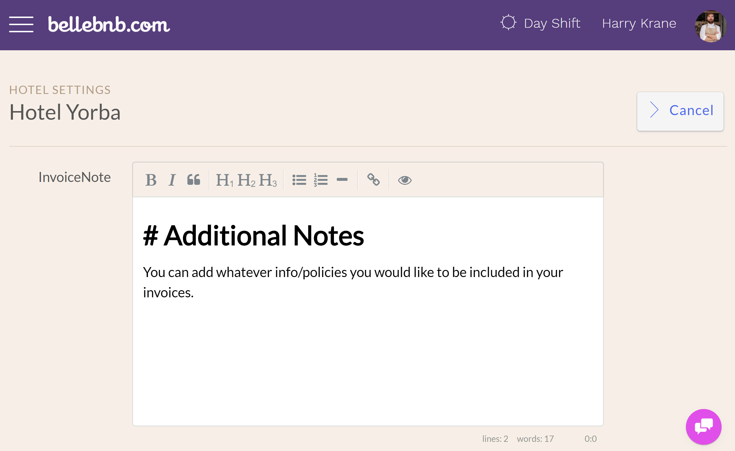 Additional Hotel Notes: Go to 'Settings > Dashboard' and scroll down to the 'Additional Notes' panel. Additional Hotel Notes: Go to 'Settings > Dashboard' and scroll down to the 'Additional Notes' panel.