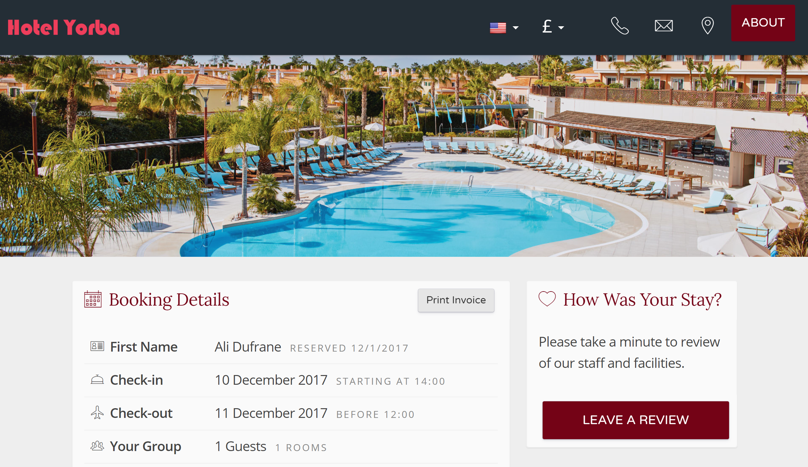 The invoice is also available to the guest after they have checked out. The guest will receive an email directing them to the guest portal section of your booking engine. From there, they can leave a review if you have enabled your review engine, or just print their invoice. The invoice is also available to the guest after they have checked out. The guest will receive an email directing them to the guest portal section of your booking engine. From there, they can leave a review if you have enabled your review engine, or just print their invoice.