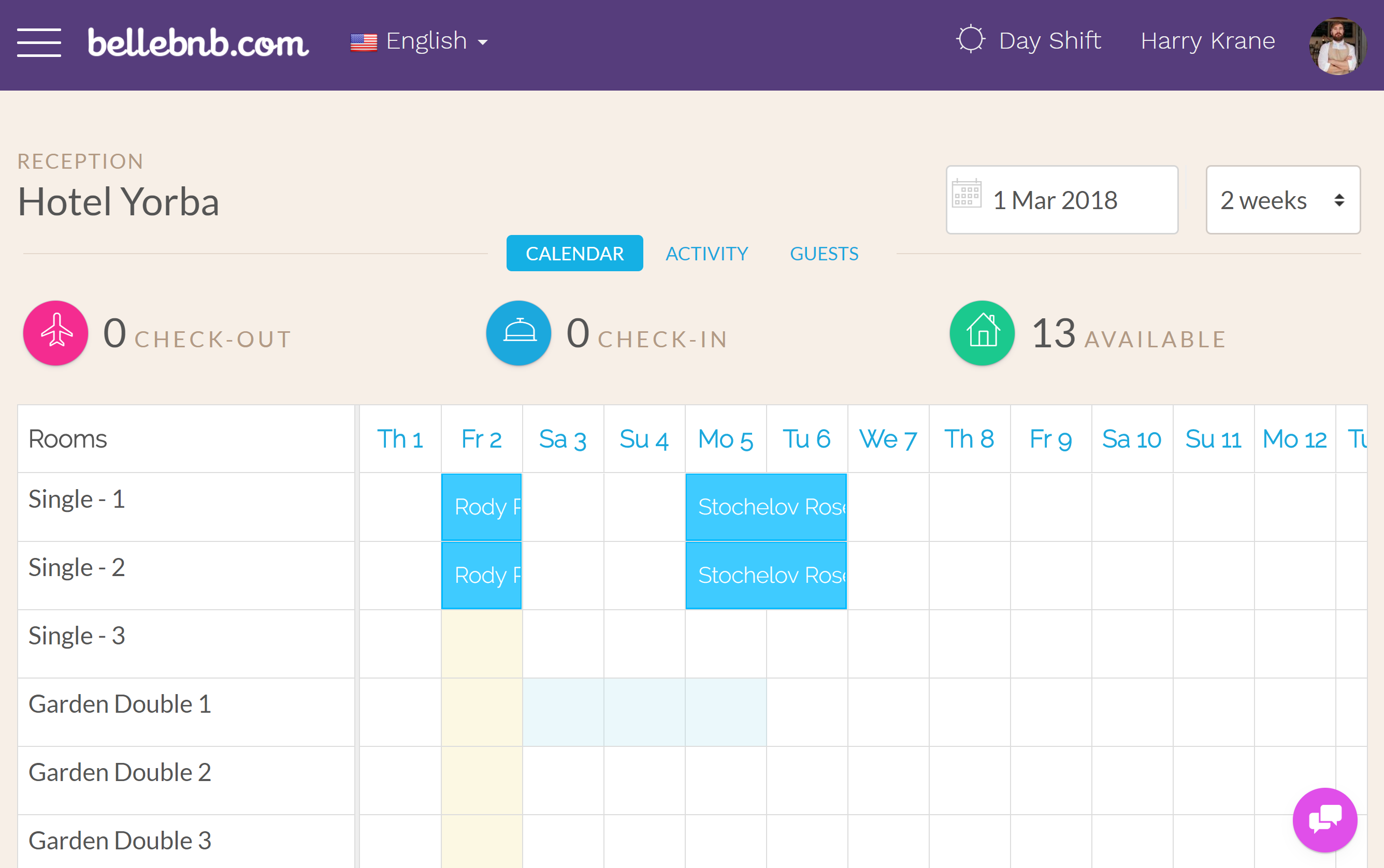 Hotel PMS Software bookings calendar Hotel PMS Software bookings calendar