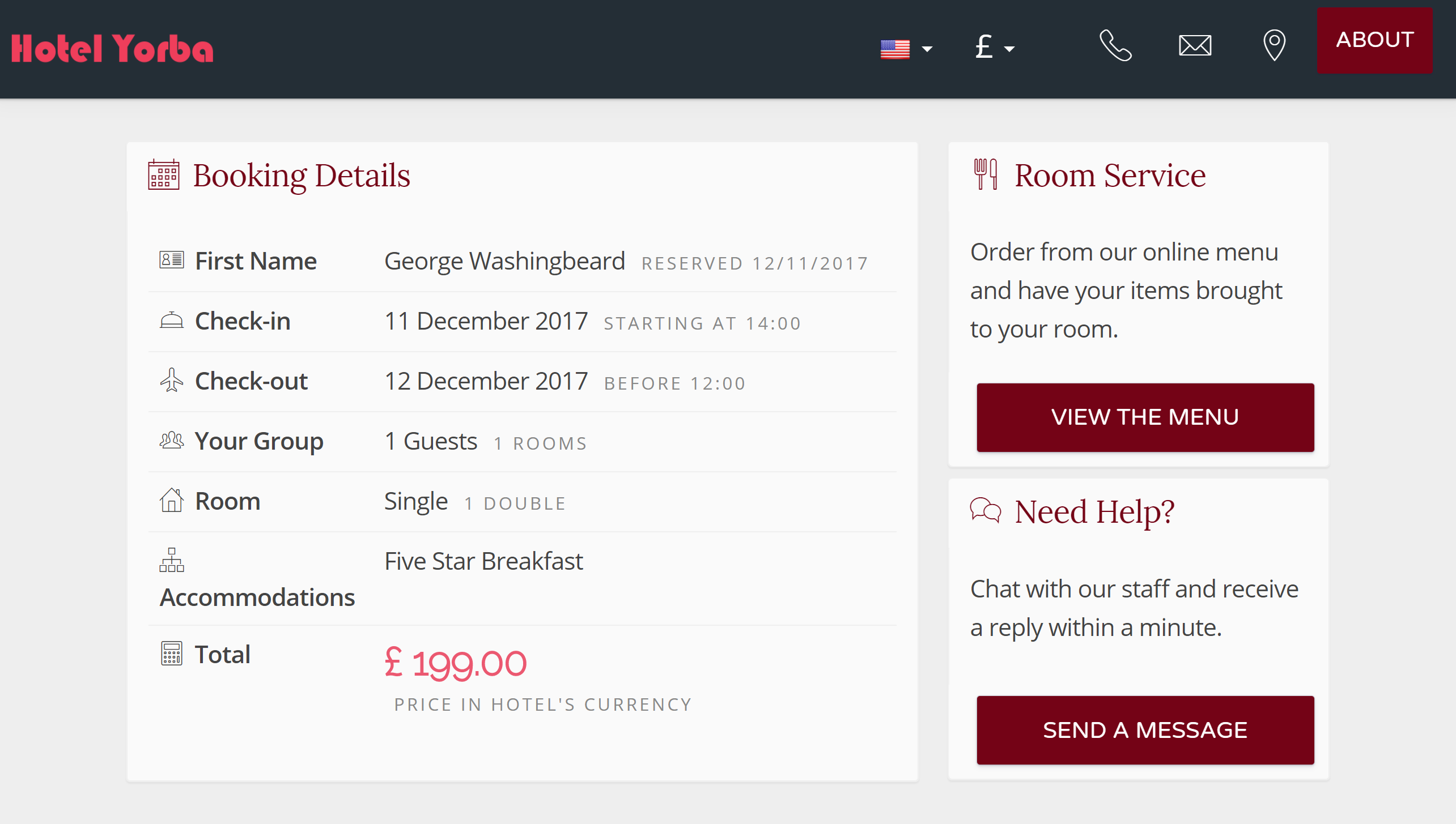 You see two new items that have appeared since check-in: the room service menu, and instant messages. Click to view your room service menu. You see two new items that have appeared since check-in: the room service menu, and instant messages. Click to view your room service menu.