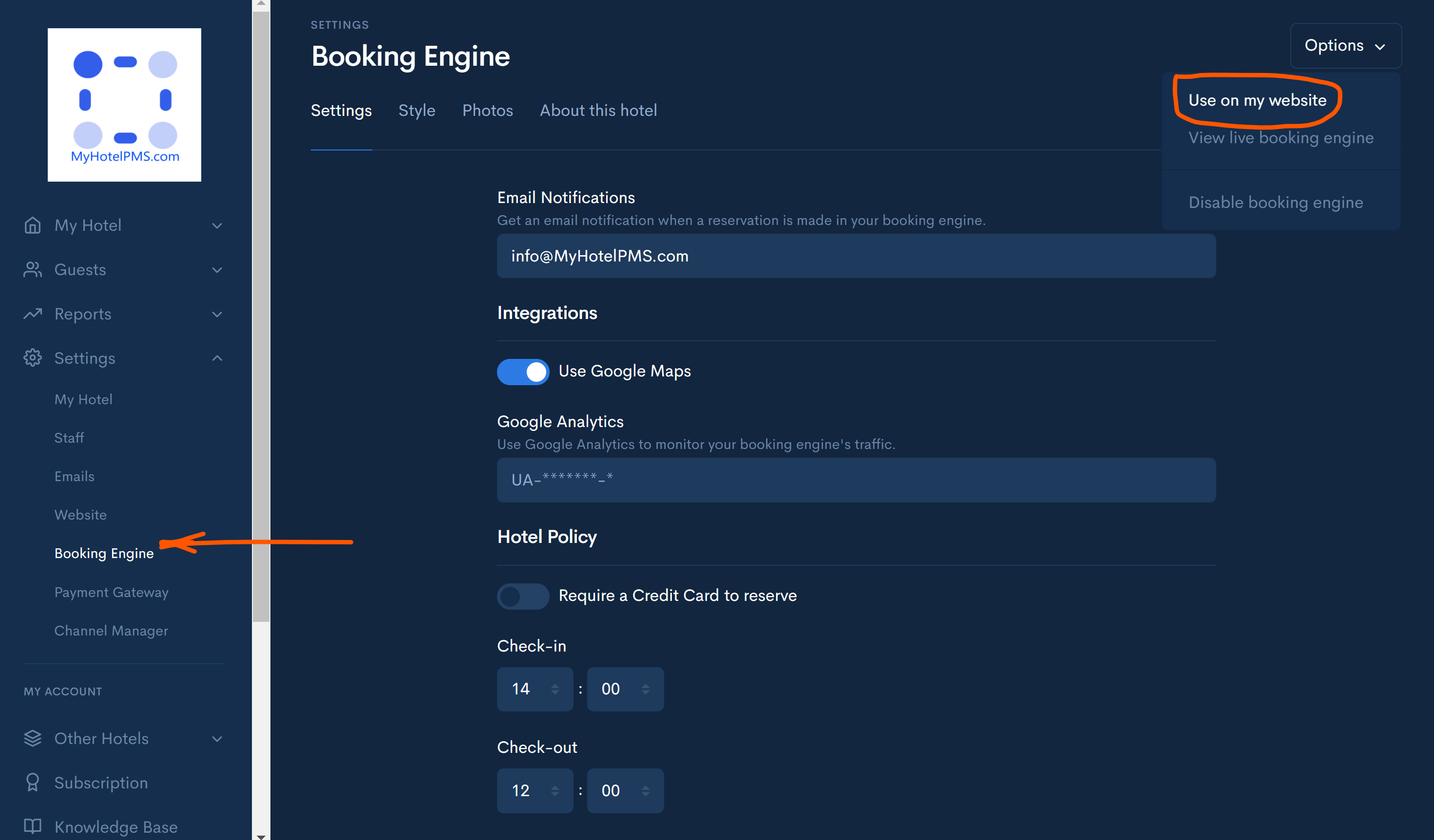 How to add hotel booking engine white label on my Hotel website MyHotelPMS.