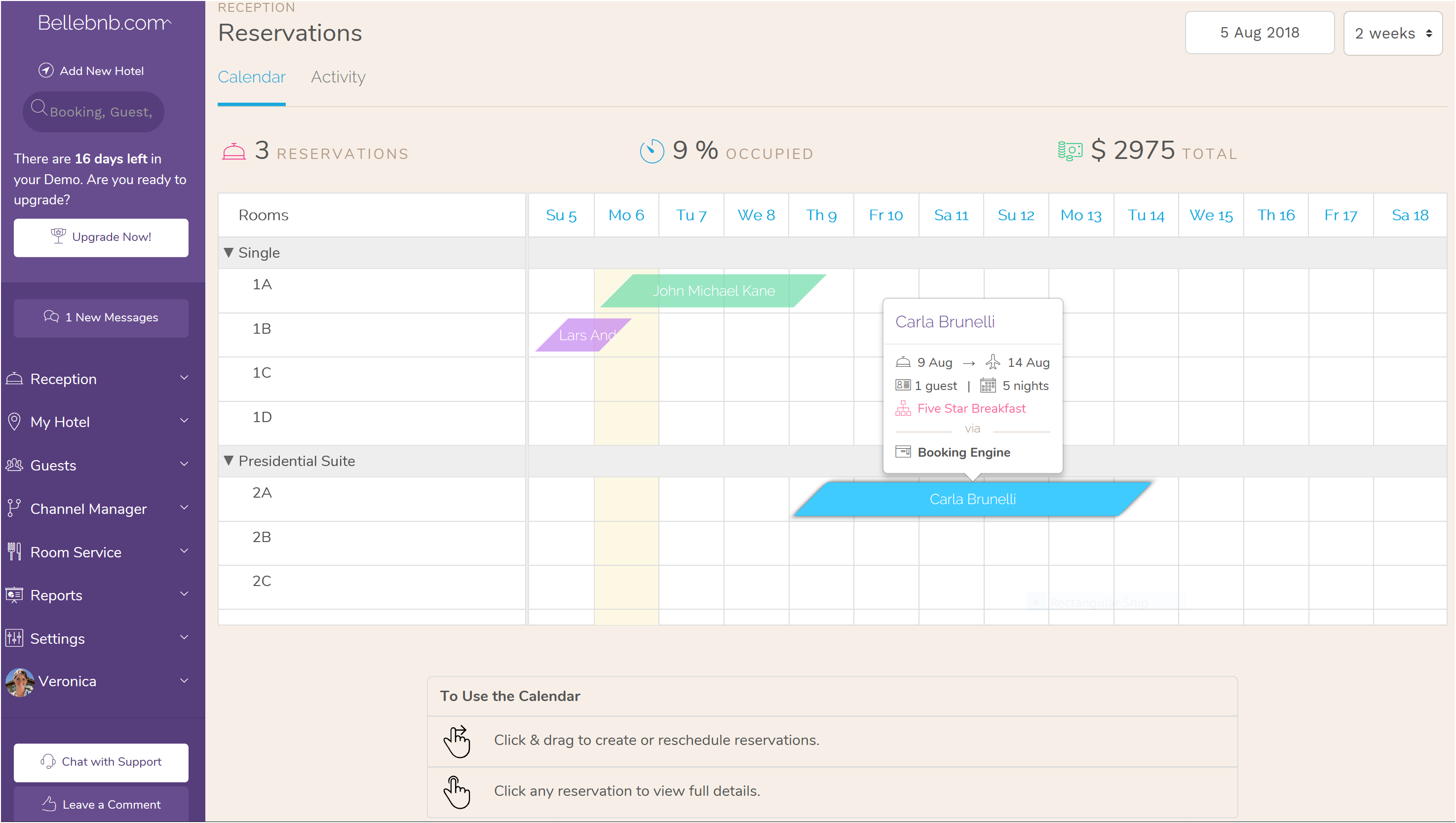 Hotel Front Desk Reservation Calendar Drag and Drop, for Hotel · Hostel · B&B · Vacation Rental For Independent Properties and Group Hotel Chains