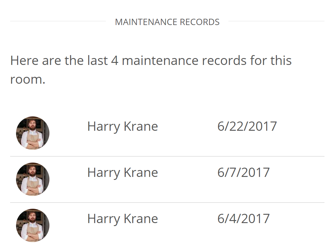 Complete Hotel maintenance stats